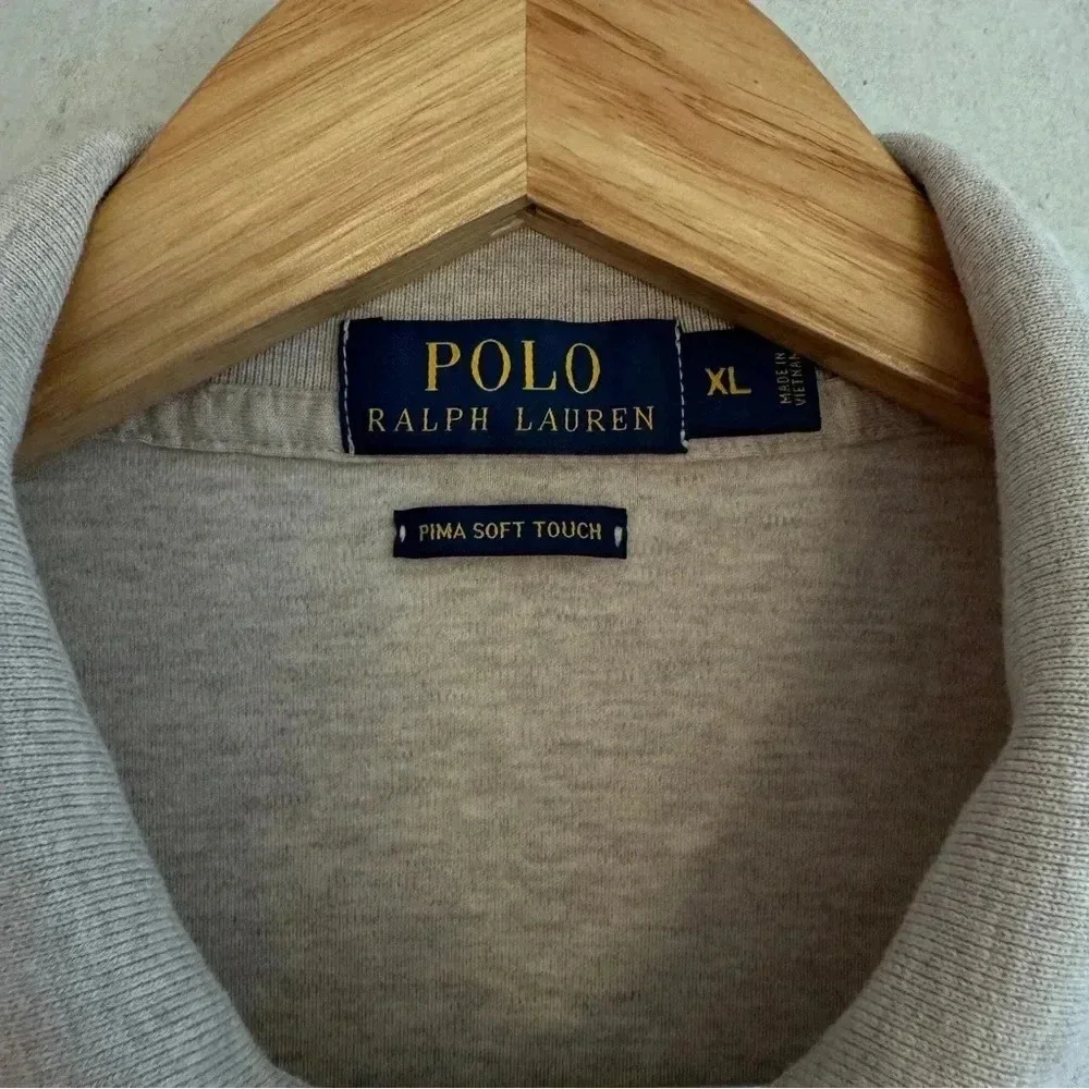 Polo Ralph Lauren Men’s Pima Polo Shirt Mens XL Heathered Oatmeal Tan Preppy